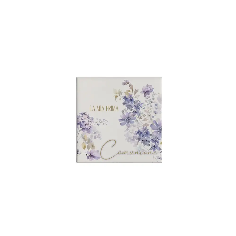 10 Mattonelle magnete in ceramica per Comunione Viola Personalizzabile 5x5cm