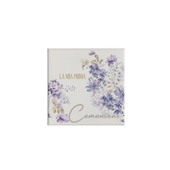 10 Mattonelle magnete in ceramica per Comunione Viola Personalizzabile 5x5cm