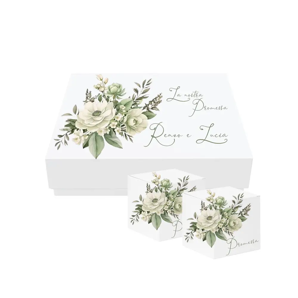 Scatoline Portaconfetti Cubetto Promessa Anemone 20pz con Scatola Box - Personalizzabile