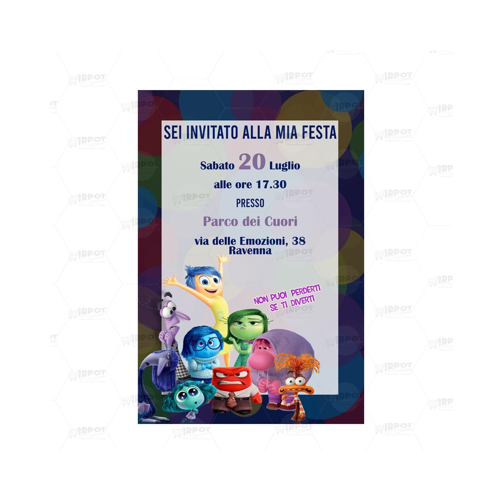 Inviti Personalizzabili Inside Out 2  - 20 pz