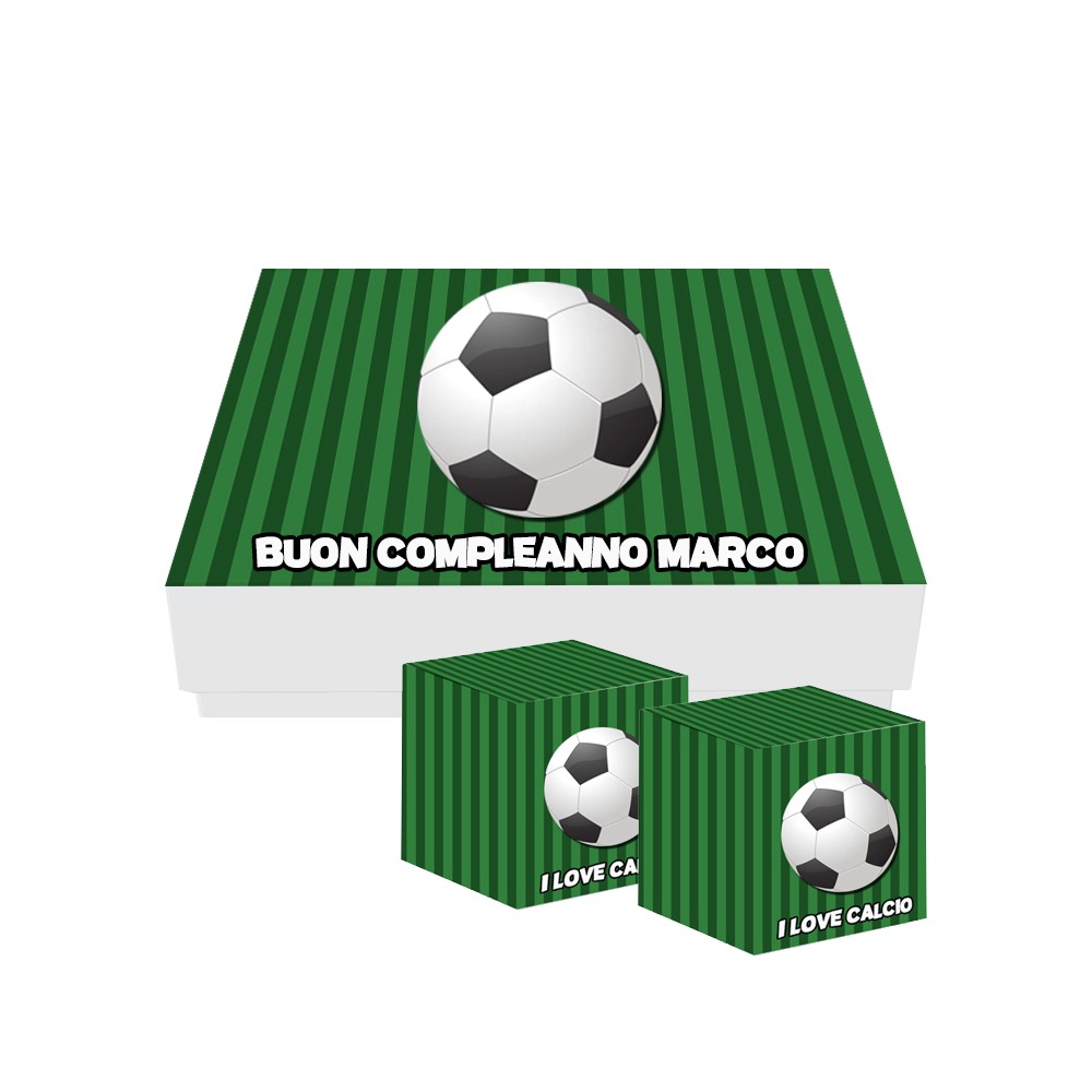 Scatoline Portaconfetti Cubetto Calcio 20pz con Scatola Box - Personalizzabile