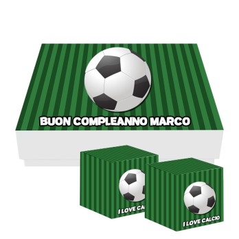Scatoline Portaconfetti Cubetto Calcio 20pz con Scatola Box - Personalizzabile