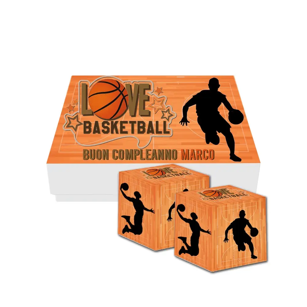 Scatoline Portaconfetti Cubetto Basket 20pz con Scatola Box - Personalizzabile