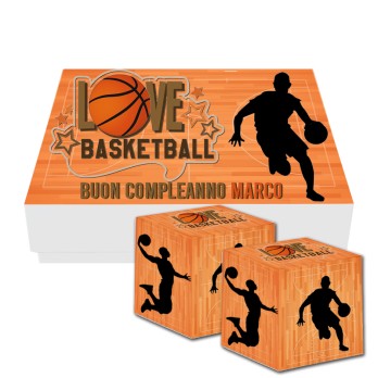 Scatoline Portaconfetti Cubetto Basket 20pz con Scatola Box - Personalizzabile