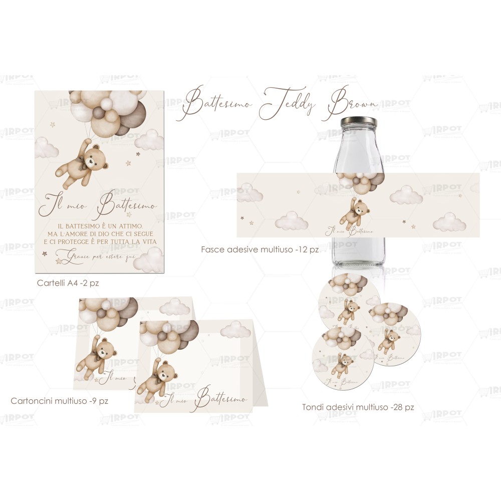 Festa di carta Battesimo Teddybrown New