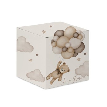 Scatolina portaconfetti Battesimo Teddybrown New a cubetto - 1 pz