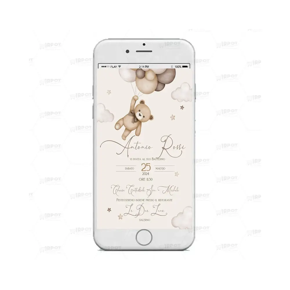 Invito Digitale Battesimo Teddy Brown new