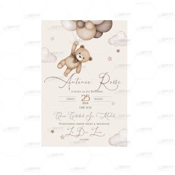 Inviti Personalizzabili Battesimo teddy Brown new   - 20 pz