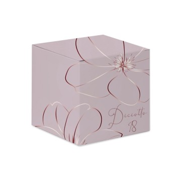 Scatolina portaconfetti 18 Anni Azalea a cubetto - 50 pz