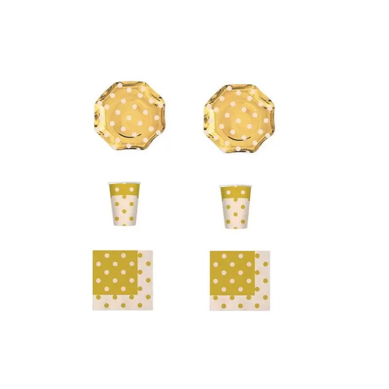 KIT N 2 COORDINATO POIS ORO IDEALE PER FESTA DI NATALE O CAPODANNO TAVOLA PARTY