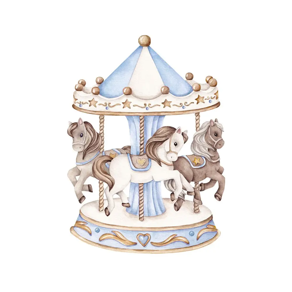 Sagoma decorativa in legno Giostrina Celeste Carousel - 85cm
