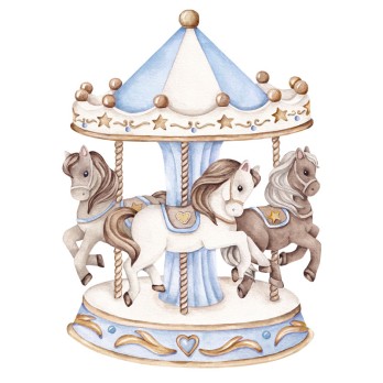Sagoma decorativa in legno Giostrina Celeste Carousel - 85cm