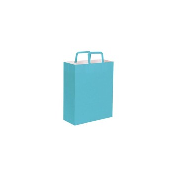 busta shopper Azzurro con soffietto maniglia piatta - 90 gr/mq-  cm 26x39x14 ca - PG063AZ