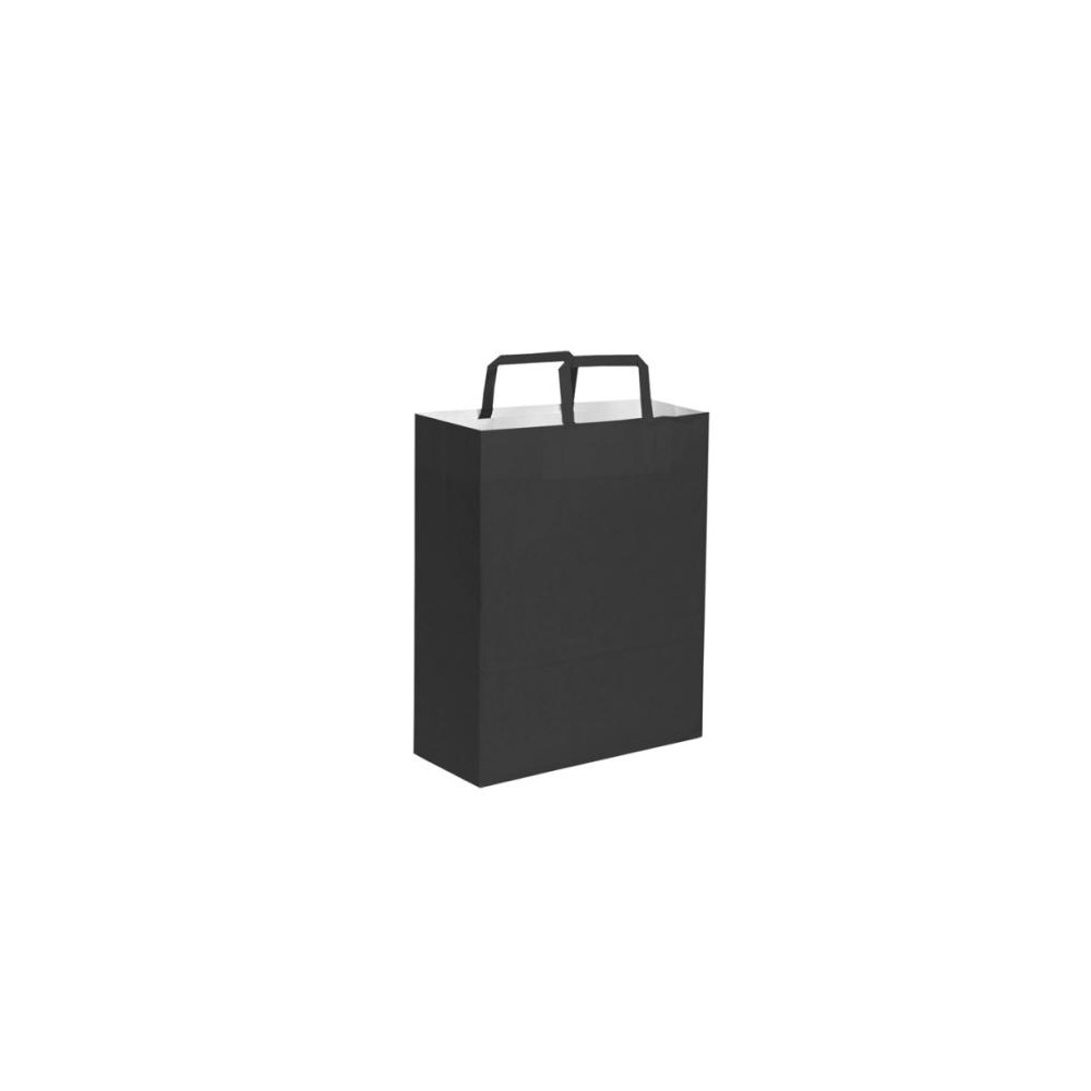 busta shopper Nero con soffietto maniglia piatta - 90 gr/mq-  cm 26x39x14 ca - PG063NE