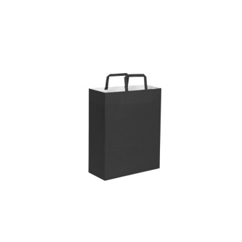 busta shopper Nero con soffietto maniglia piatta - 90 gr/mq-  cm 26x39x14 ca - PG063NE