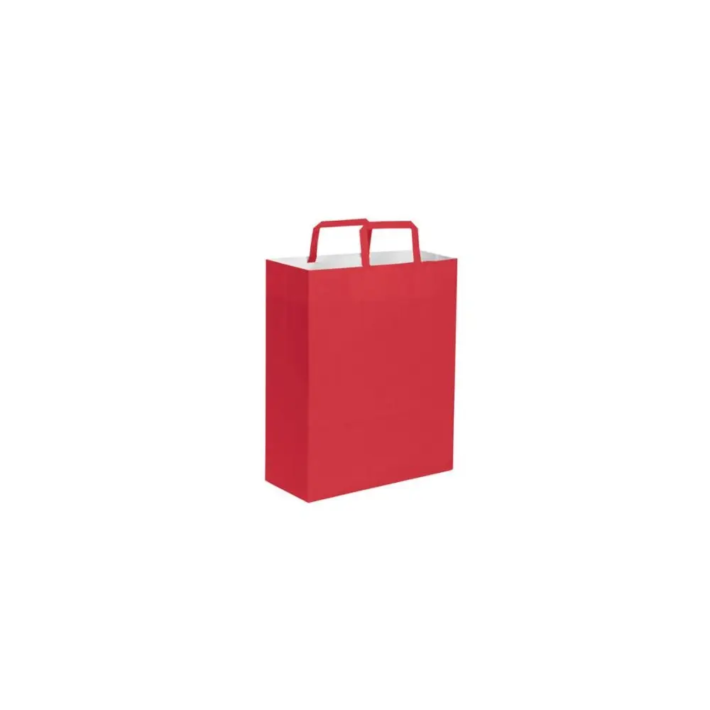 busta shopper Rosso con soffietto maniglia piatta - 90 gr/mq-  cm 26x39x14 ca - PG063RO