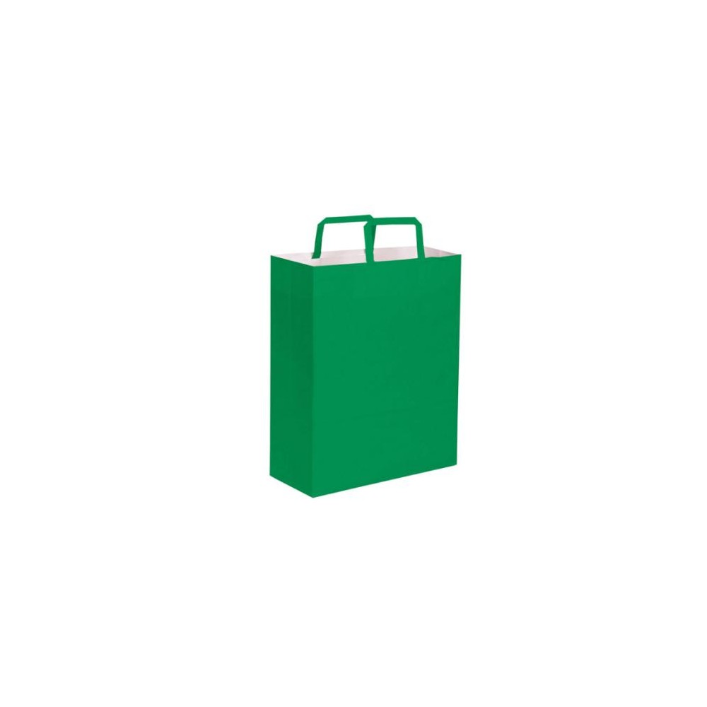 busta shopper Verde con soffietto maniglia piatta - 90 gr/mq-  cm 26x39x14 ca - PG063VE