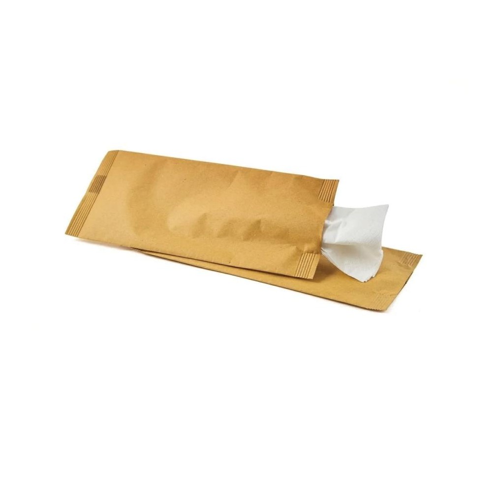 Sacchetti Portaposate in carta paglia neutra con tovagliolo 125pz -