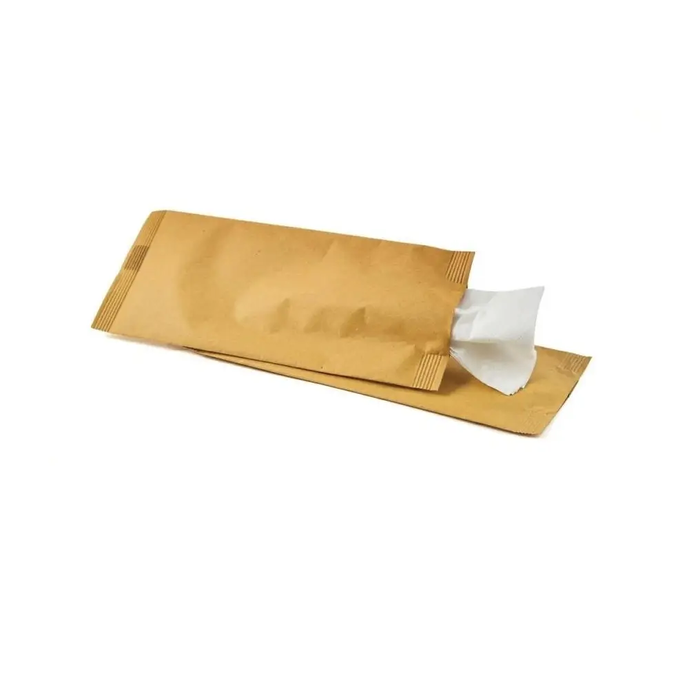 Sacchetti Portaposate in carta paglia neutra con tovagliolo 125pz -