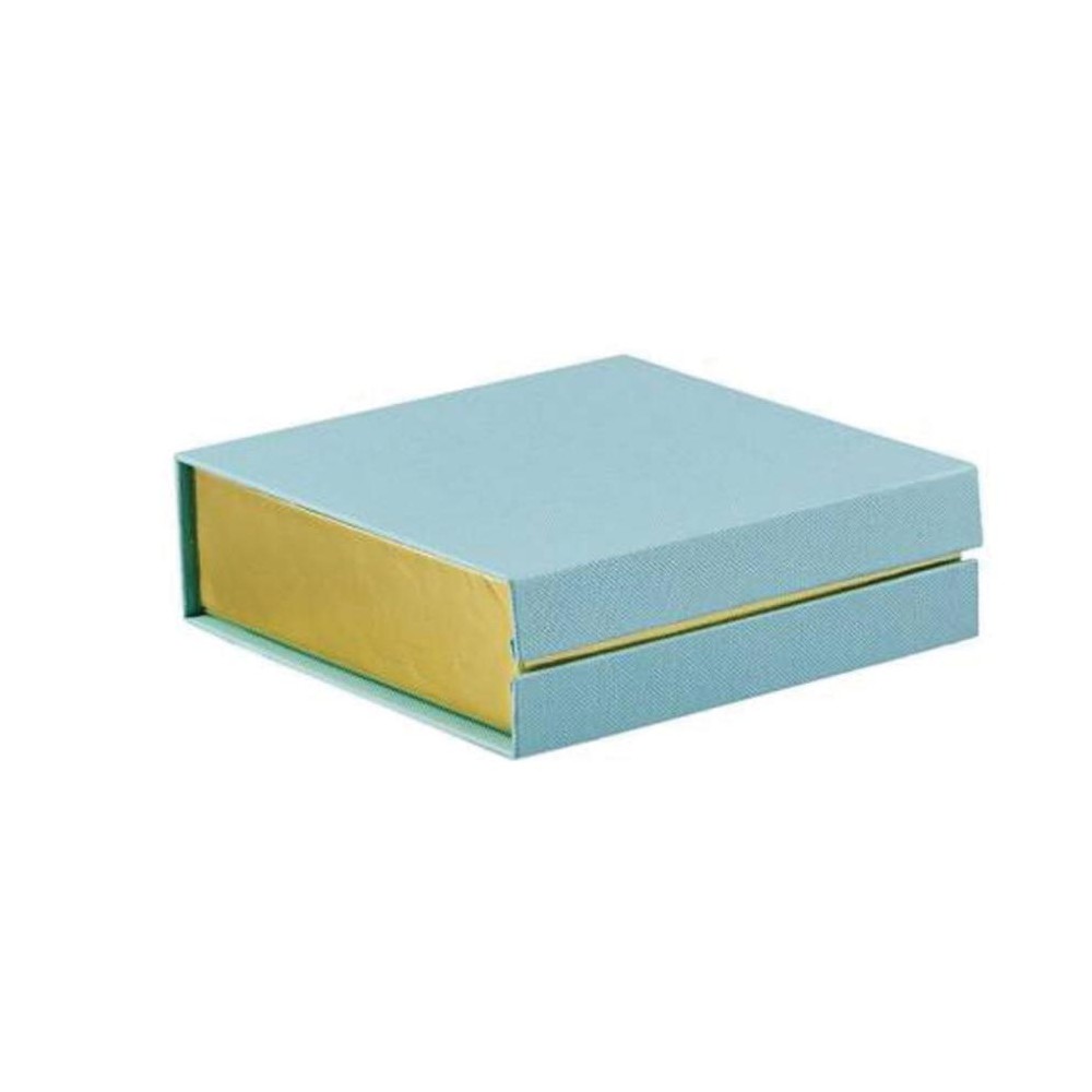 Scatolina degustazione Celeste con bordo oro e divisori 13x13.5x4 cm - SJ10/C