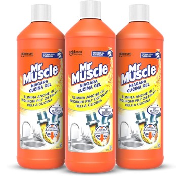 3 Pezzi da 1000ml di Mr. Muscle Niagara Cucina Gel Stura Lavandini e Scarichi