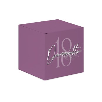 Scatolina portaconfetti Cubetto 18 Anni a Tema Viola - 50 pz