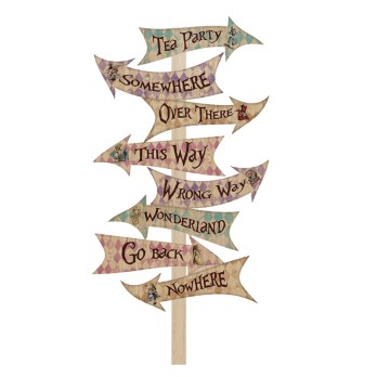 Sagoma decorativa in legno segnaletica Alice Nel Paese Delle Meraviglie - 85cm