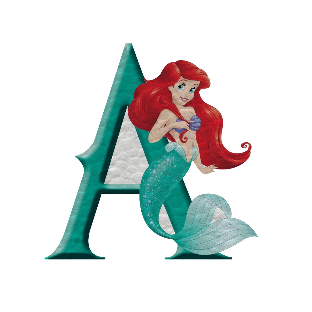 Sagoma in Polistirolo Personalizzabile Lettera Iniziale Nome a Tema  Sirenetta Ariel-30 cm