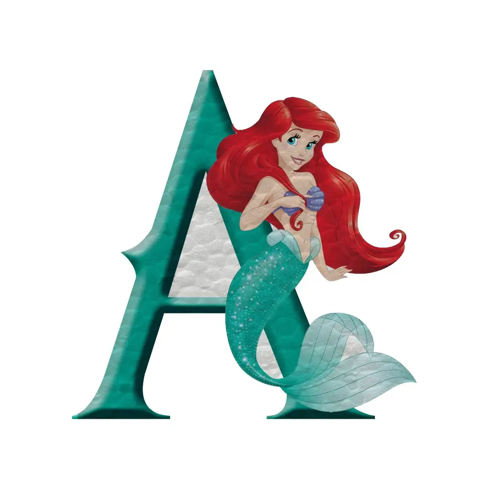 Sagoma in Polistirolo Personalizzabile Lettera Iniziale Nome a Tema  Sirenetta Ariel-30 cm