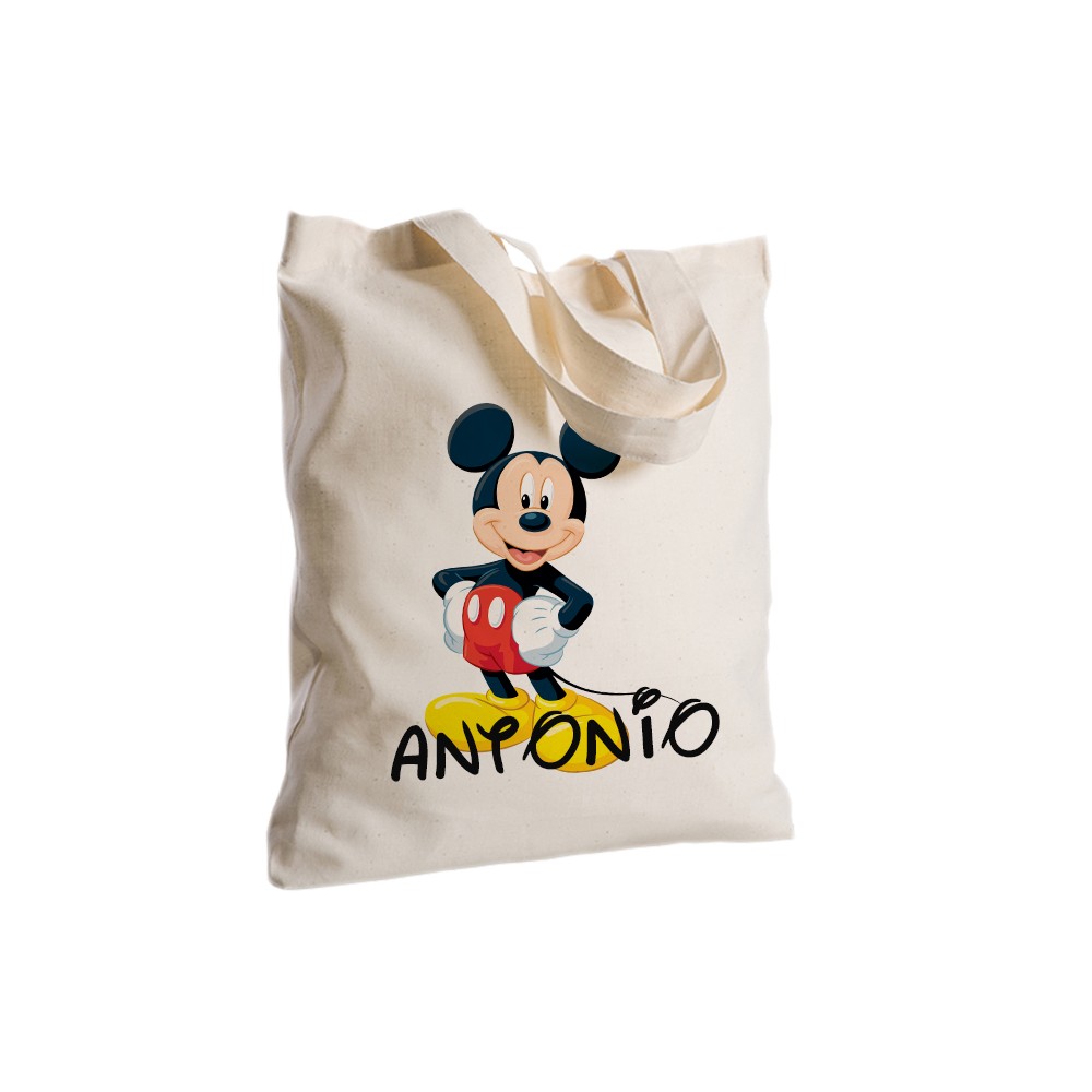 Borsa Shopper Topolino in Tessuto Personalizzabile 2 pz