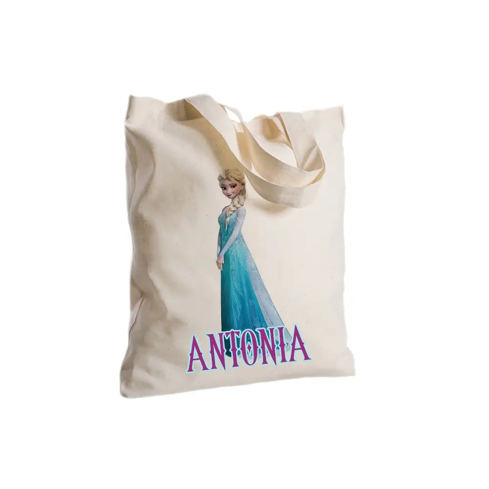 Borsa Shopper Frozen Elsa in Tessuto Personalizzabile 2 pz