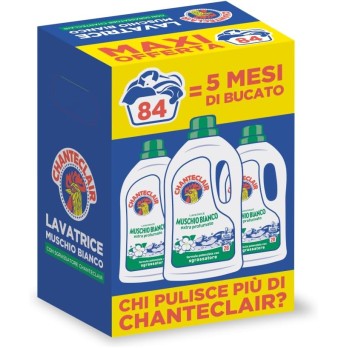 Chanteclair Detersivo per Lavatrice Profumo Muschio Bianc 3pz 1260 ml