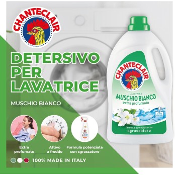 Chanteclair Detersivo per Lavatrice Profumo Muschio Bianc 3pz 1260 ml
