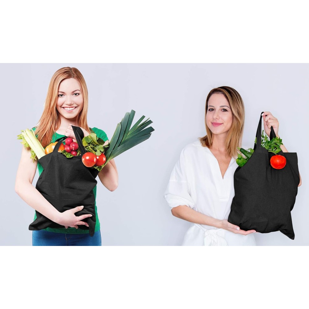 Borsa shopper in cotone 38 x 42 cm nera - 10 pz