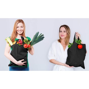Borsa shopper in cotone 38 x 42 cm nera - 10 pz