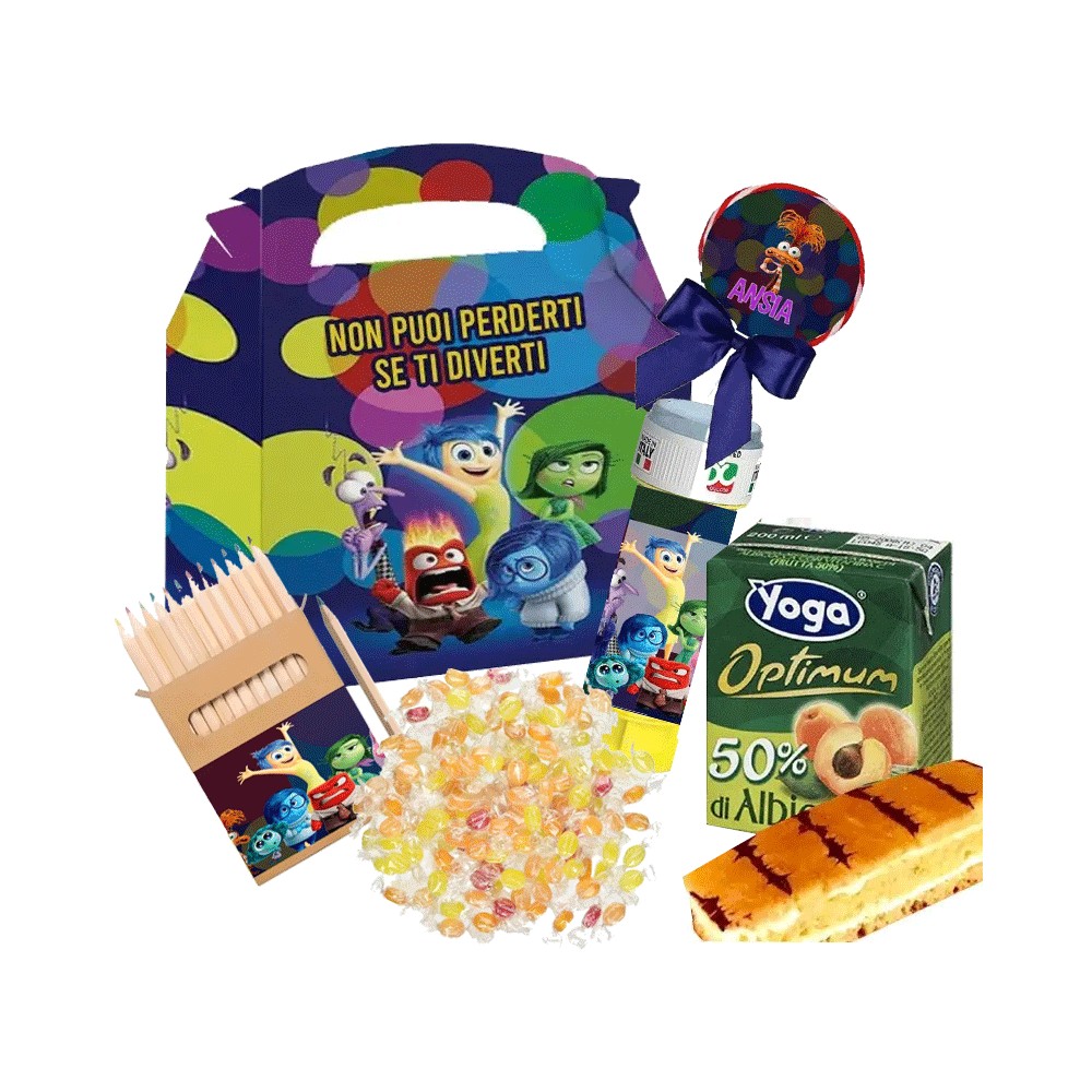 Box scatola Inside out 2 con merendine e succhi di frutta - 6 pz