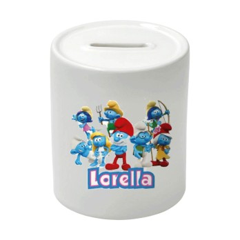 Salvadanaio in Ceramica Puffi personalizzabile