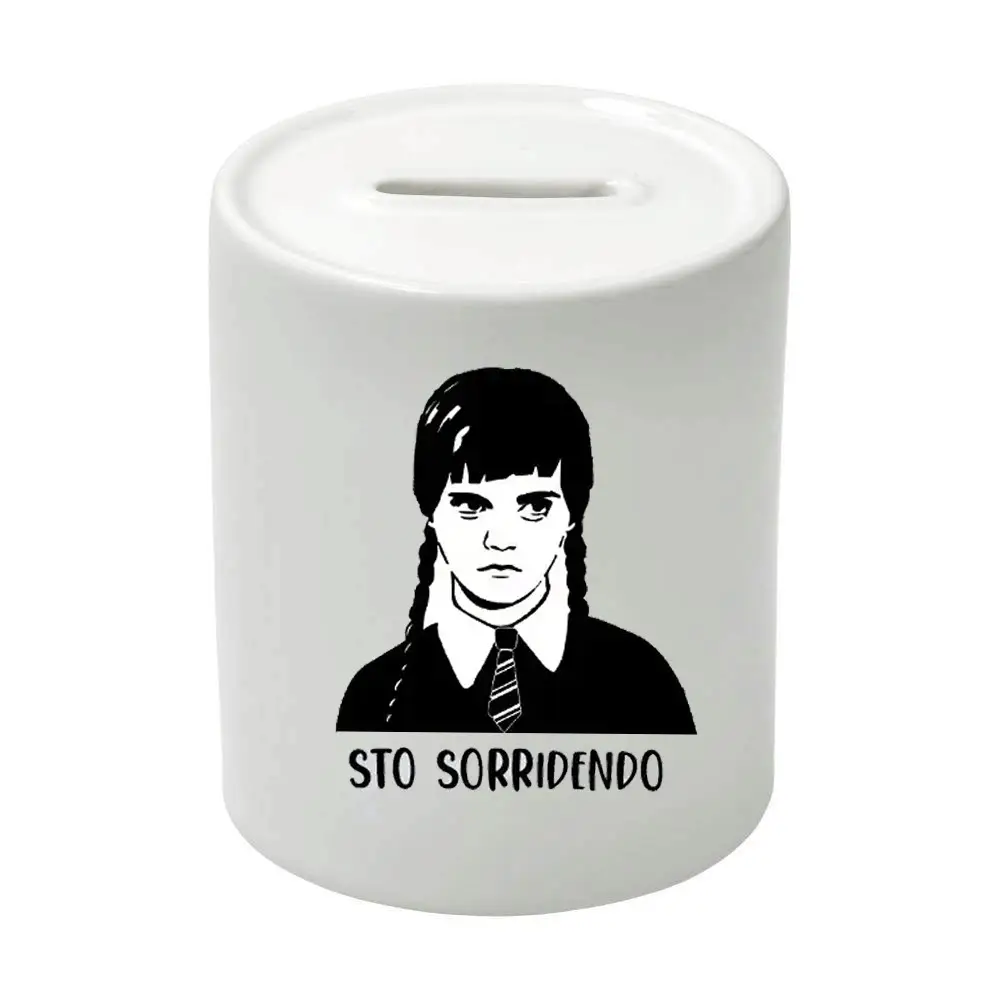 Salvadanaio in Ceramica Mercoledì Addams personalizzabile