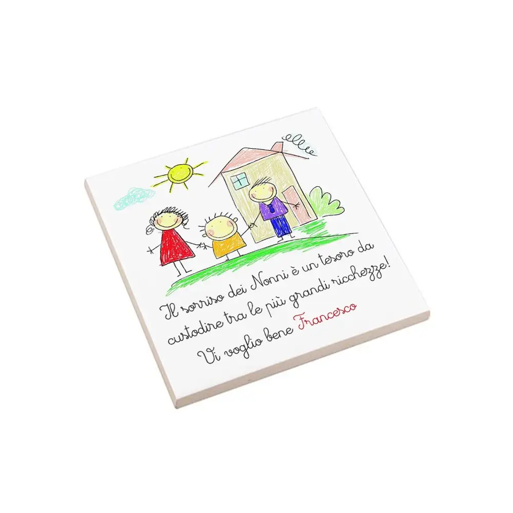 Mattonella festa dei nonni con disegno 15×15 cm personalizzabile