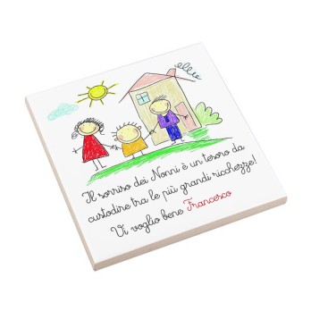 Mattonella festa dei nonni con disegno 15×15 cm personalizzabile