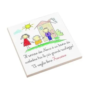 Mattonella festa dei nonni con disegno 15×15 cm personalizzabile