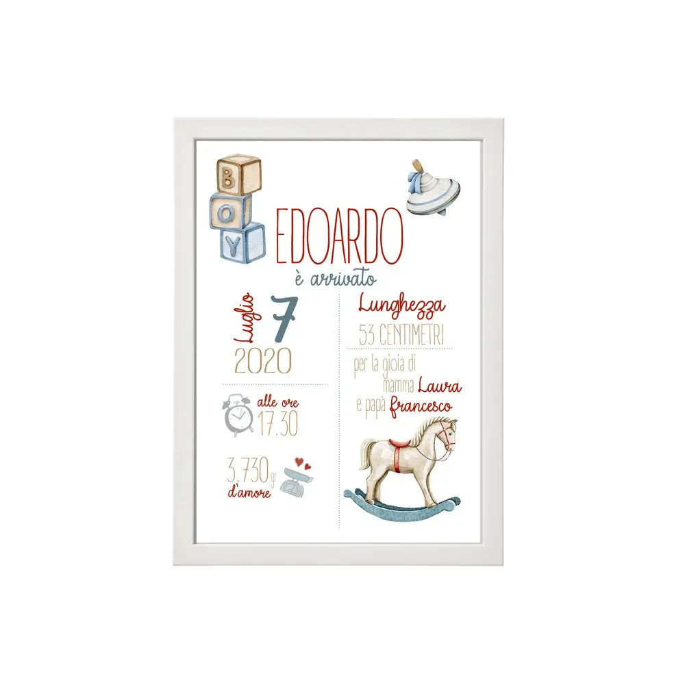 Quadretto nascita cavalluccio a dondolo