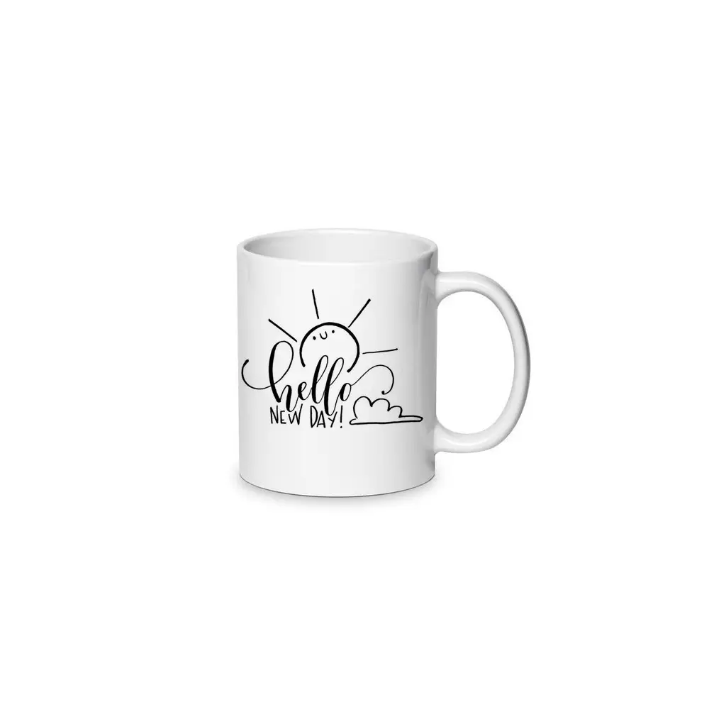 Tazzina per caffè in ceramica hello new day cuoricino 80ml - 1pz