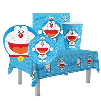Kit per 16 bambini Doraemon con piatti dessert