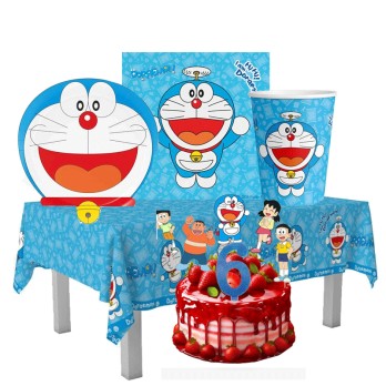Kit per 8 bambini Doraemon con picks e candelina
