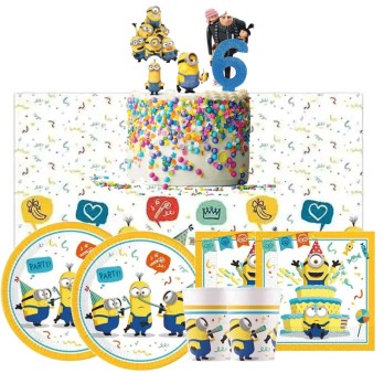 Kit 8 persone Cattivissimo me 4 Minions con picks torta e candelina