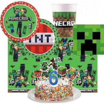 Kit per 8 bambini Minecraft con picks e candelina