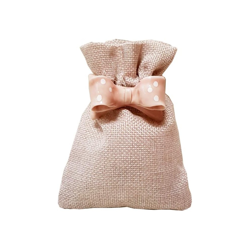 12 Sacchetti Juta + 12 Calamite Fiocco Rosa
