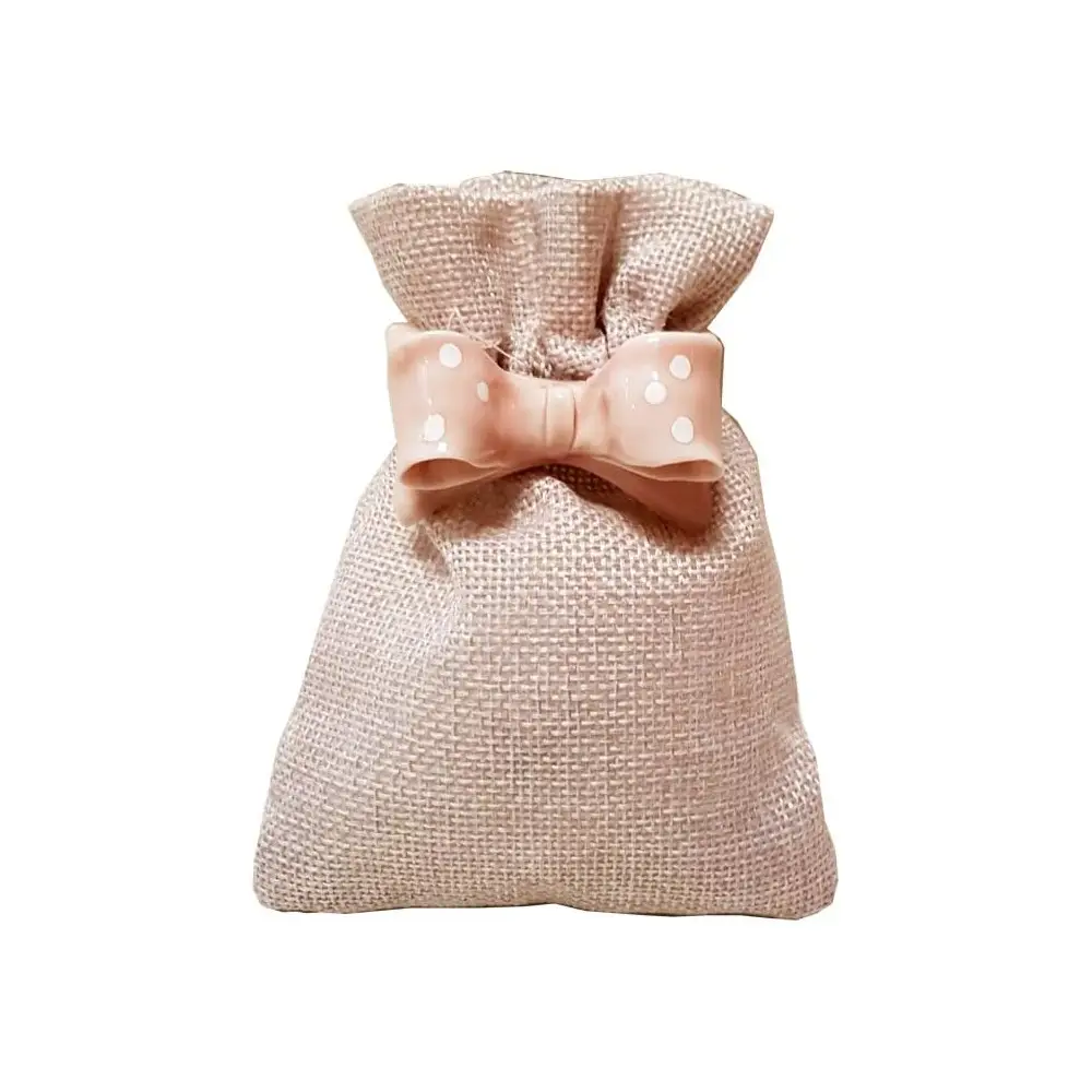 12 Sacchetti Juta + 12 Calamite Fiocco Rosa