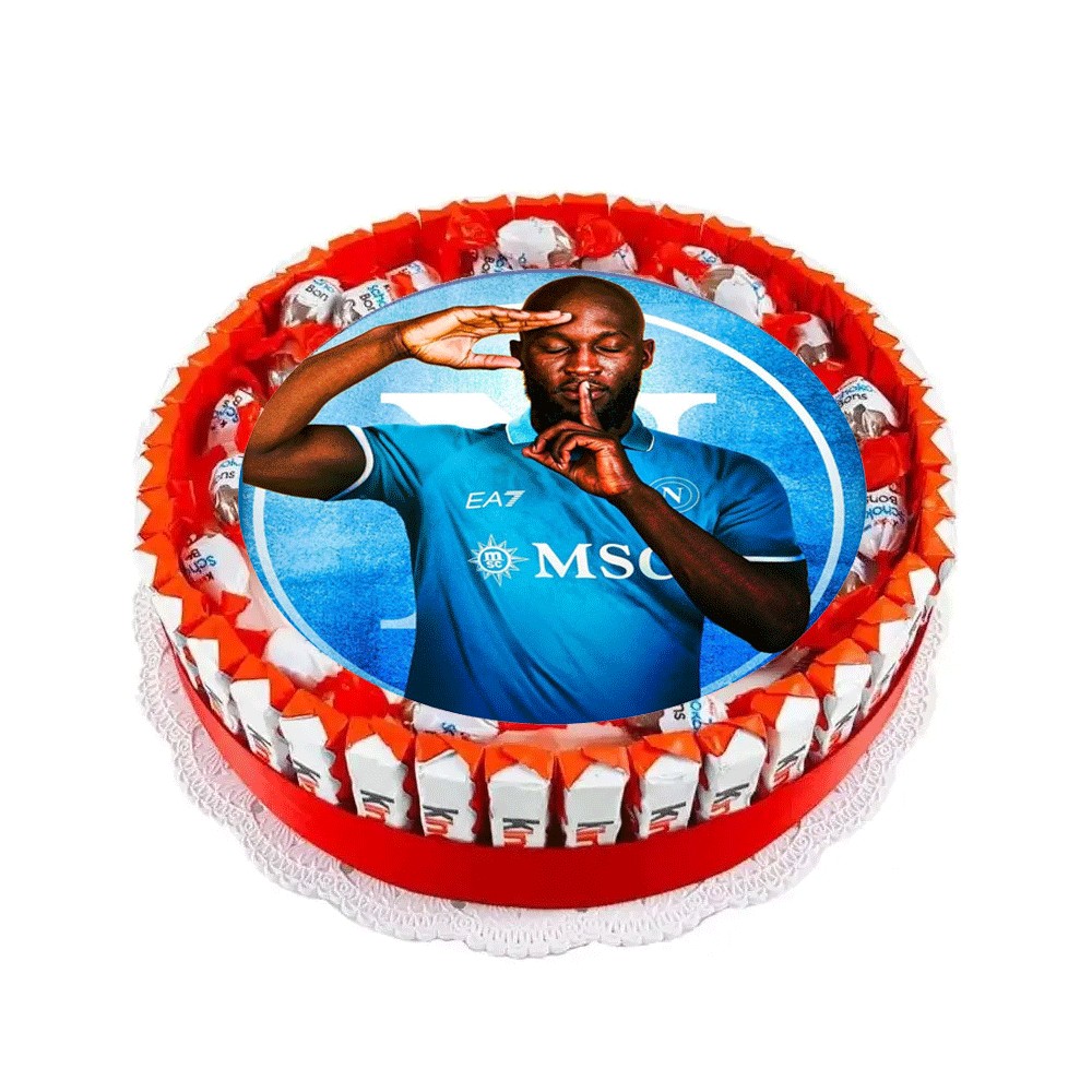 Torta Barrette Kinder a tema Roma Romelu Lukaku